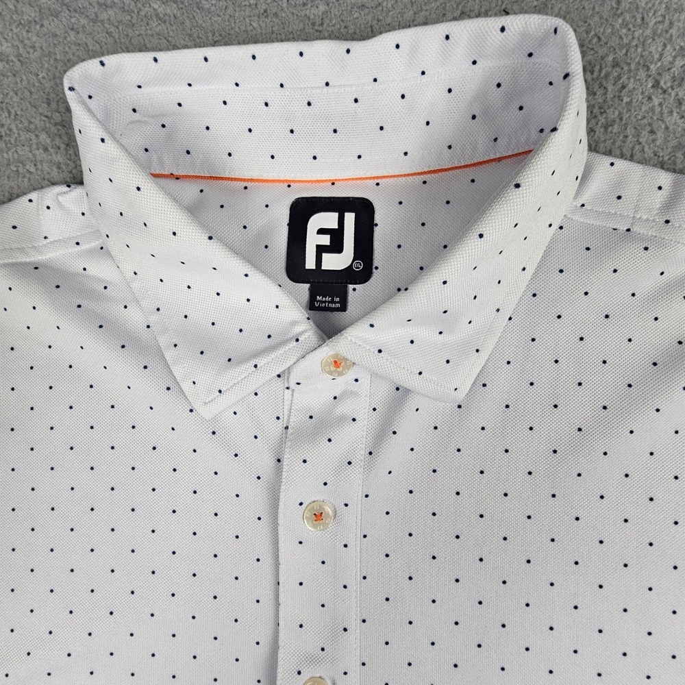 FootJoy Polo Shirt XXL White Navy Micro Dot Short Sleeve Golf Olympic Club - Picture 3 of 9